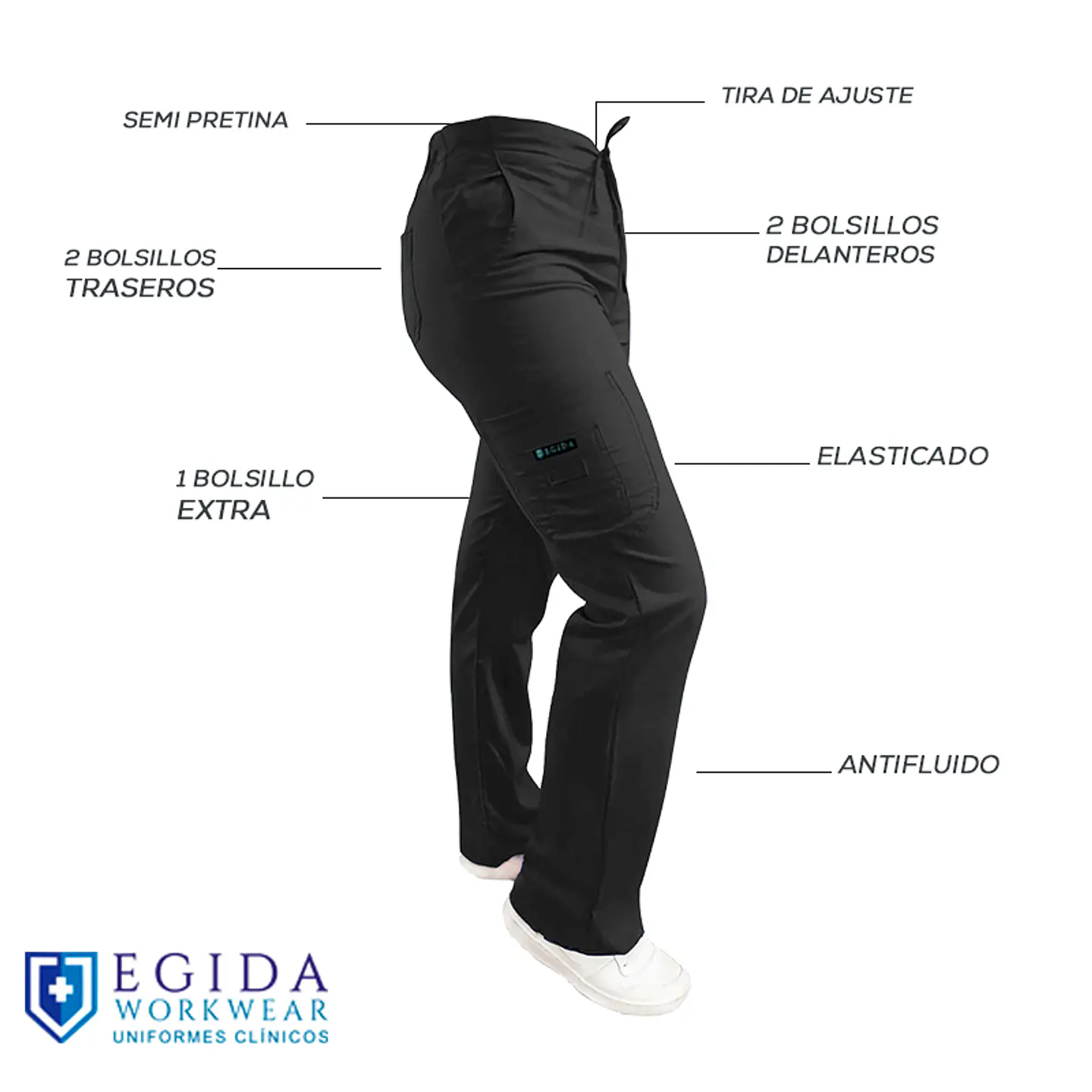 Pantalon Modelo Cargo Elasticado Antifluido Gris Marengo 3