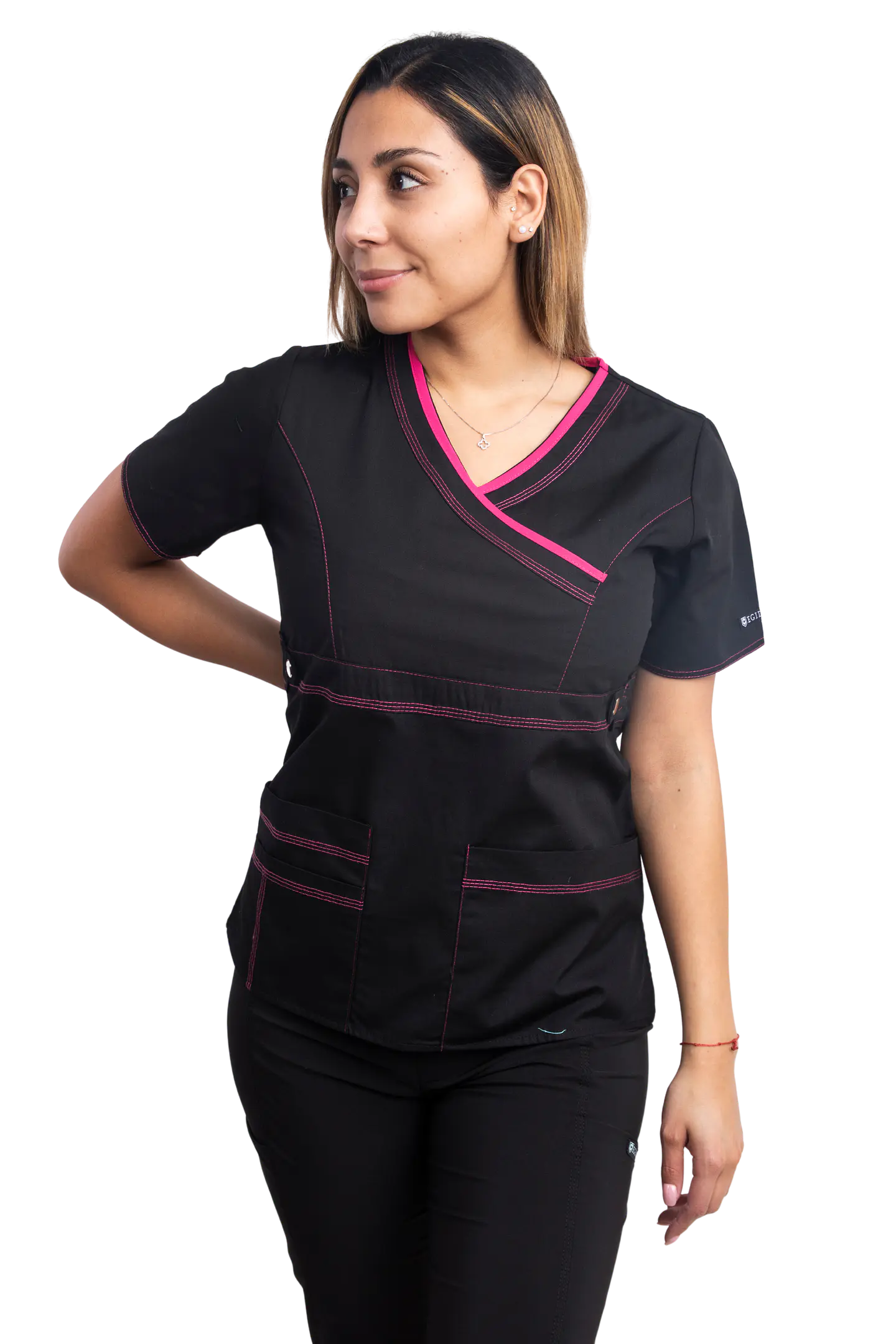 Blusa Cargo Negro Aplicacion Fucsia 1