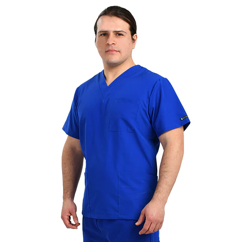 Conjunto Clínico Hombre Azul Rey – Polera Médica y Pantalón Cargo