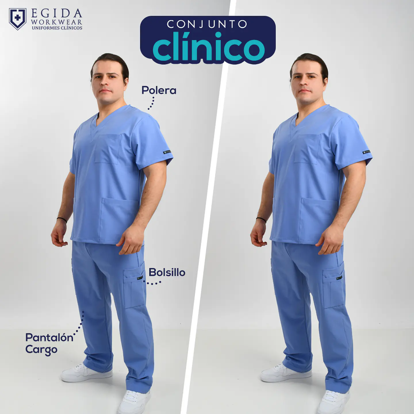 Conjunto De Hombre Modelo Cargo Celeste 1