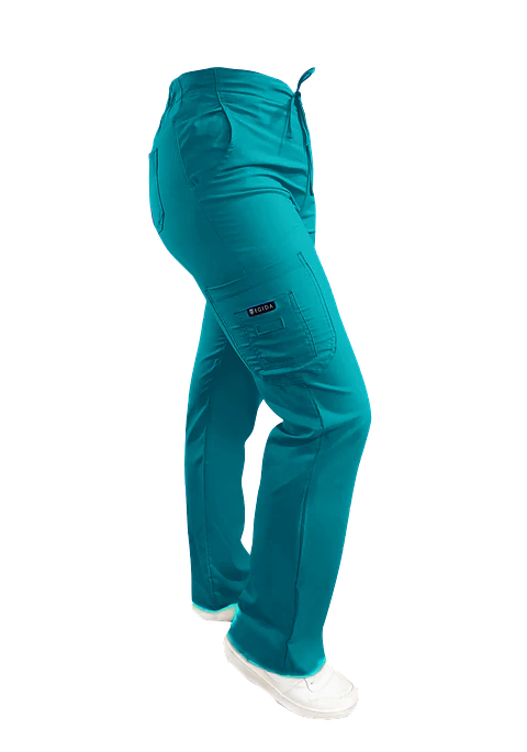 Pantalon Modelo Cargo Elasticado Antifluido Turquesa