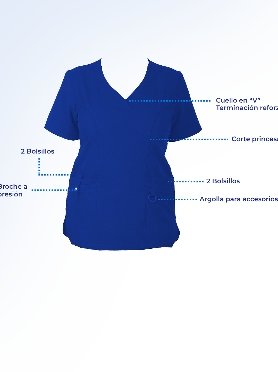 Blusa Clínica Modelo HANA Azul Rey 3