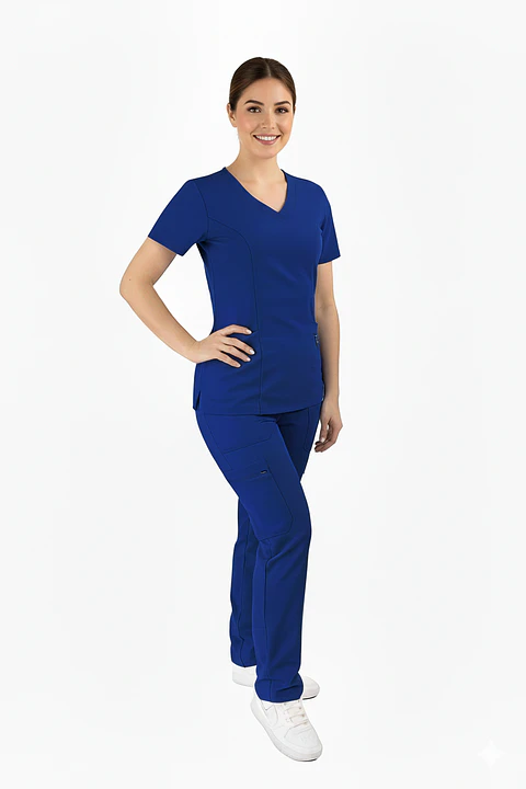 Conjunto Clinico Hana Azul Rey  (Blusa Hana + Pantalon Hana Recto) – Línea Aesthetic