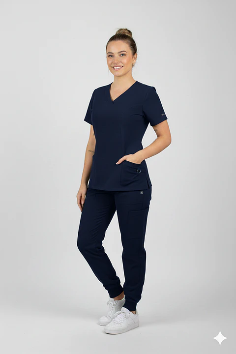 Conjunto Clinico Azul Marino Blusa Hana + Pantalon Jogger 