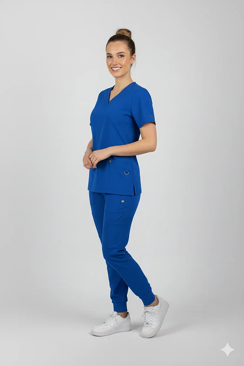 Conjunto Clinico Azul Azul Rey Blusa Hana + Pantalon Jogger 