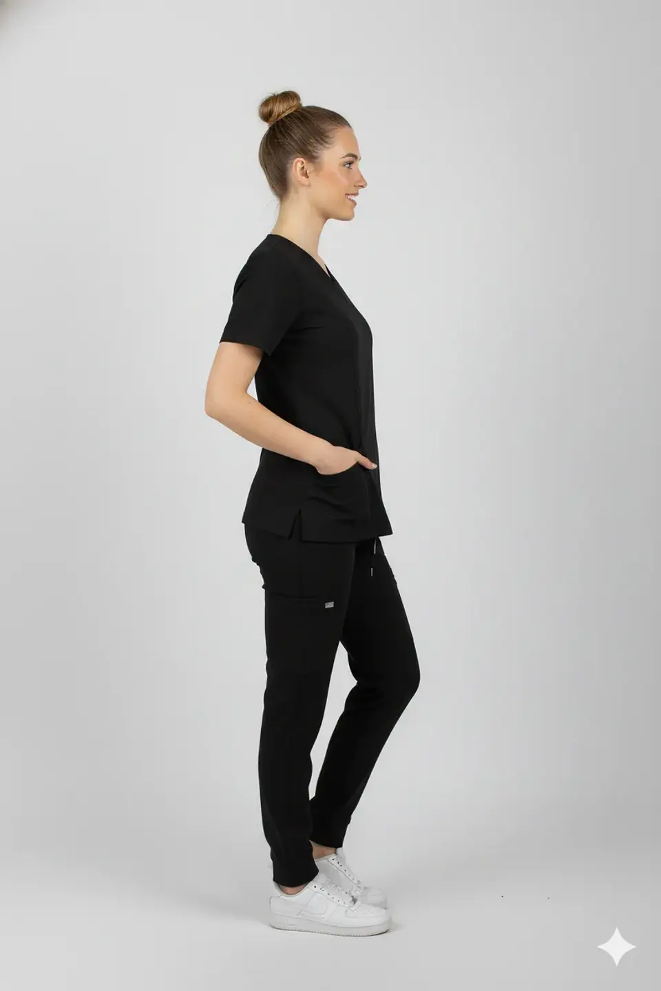 Conjunto Clinico Hana Negro  (Blusa + Pantalon Recto) 7