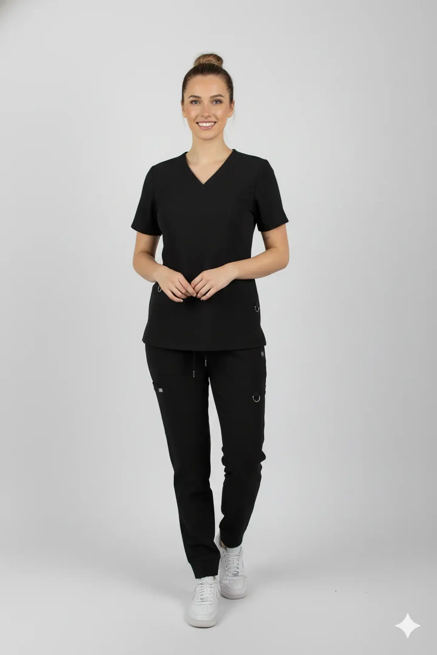 Conjunto Clinico Hana Negro  (Blusa + Pantalon Recto) 1