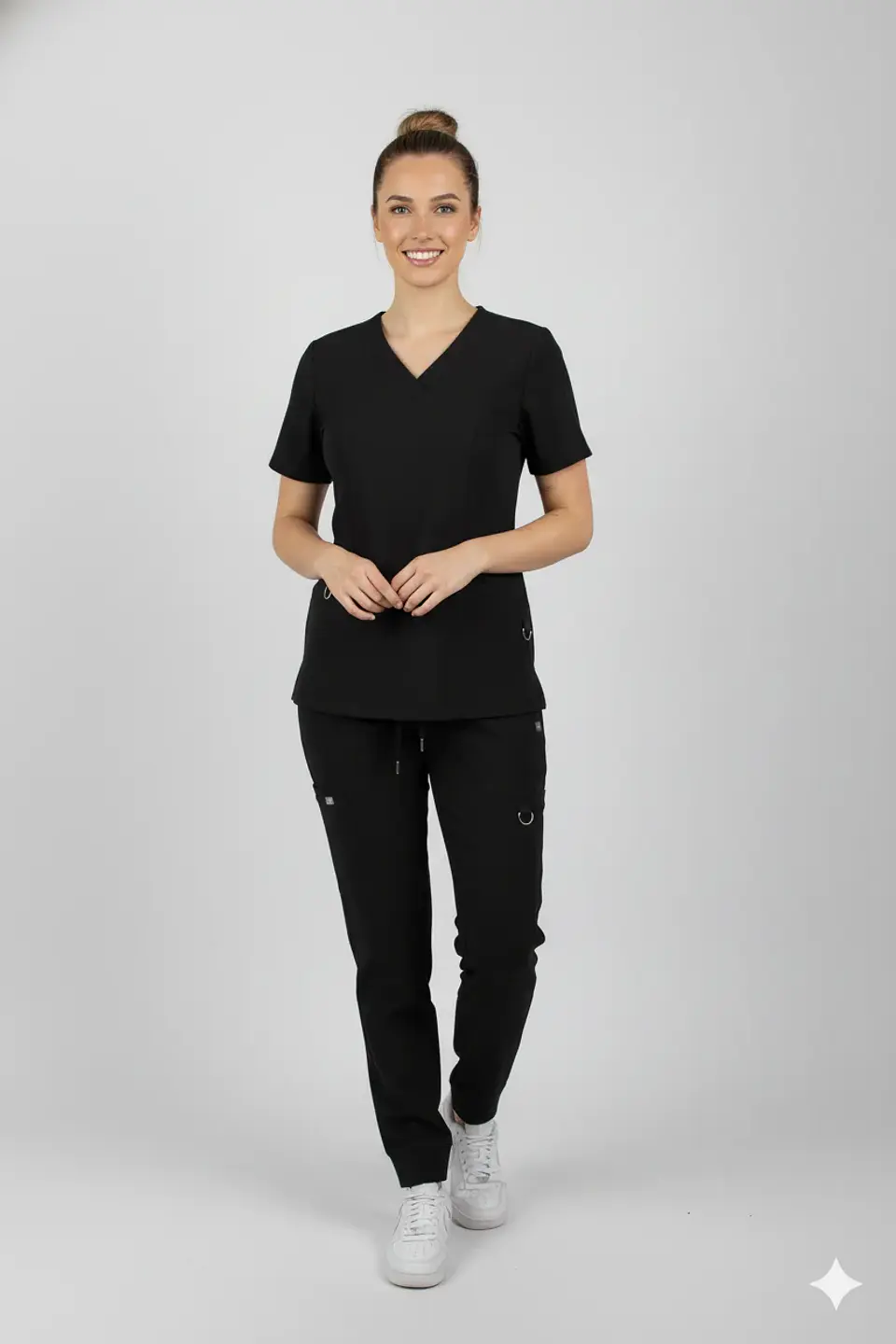 Conjunto Clinico Hana Negro  (Blusa + Pantalon Recto) 1