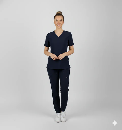 Conjunto Clinico Hana Azul Marino  (Blusa + Pantalon Recto)