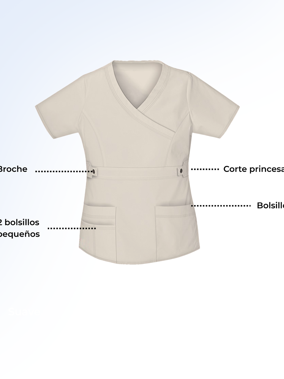 Blusa Modelo Cargo Elasticado Antifluido Beige 2