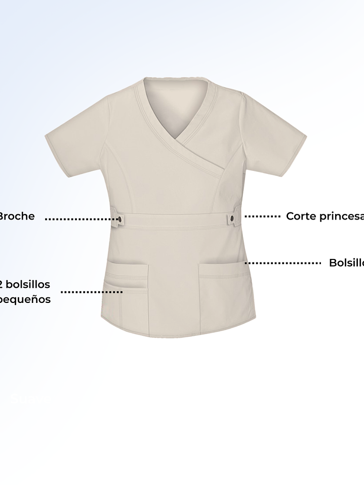 Blusa Modelo Cargo Elasticado Antifluido Beige 2