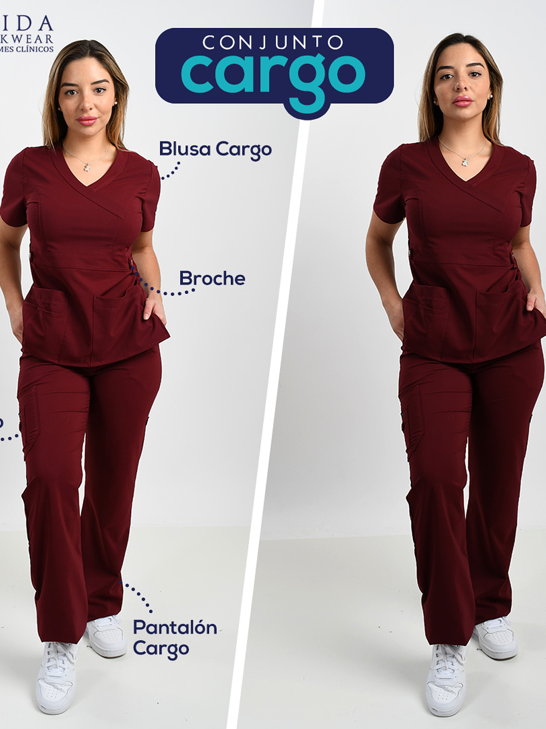 Conjunto Burdeo Elasticado Antifluido Cargo 1