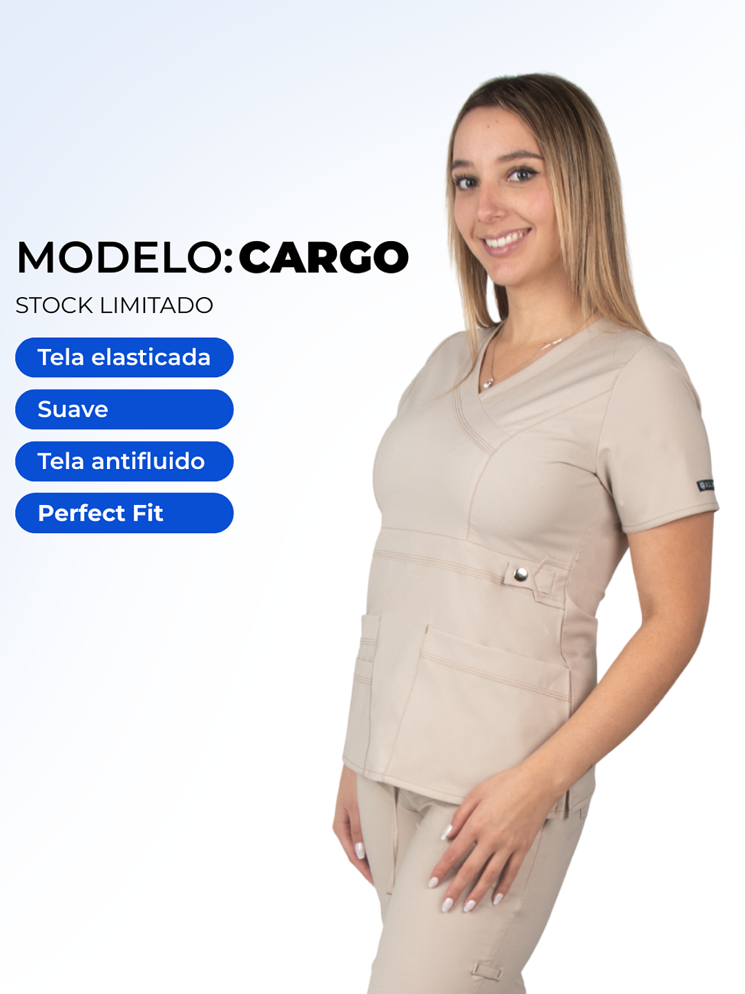 Conjunto Beige Elasticado Antifluido Cargo 6