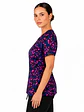 Blusa Clinica Estampado Azul Marino con pétalos rosados - Miniatura 3