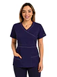 Blusa Clínica Mujer Cuello Cruzado Morada con Costuras en Contraste - Miniatura 1