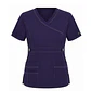 Blusa Clínica Mujer Amatista Cuello Cruzado Morada con Costuras en Contraste - Miniatura 4