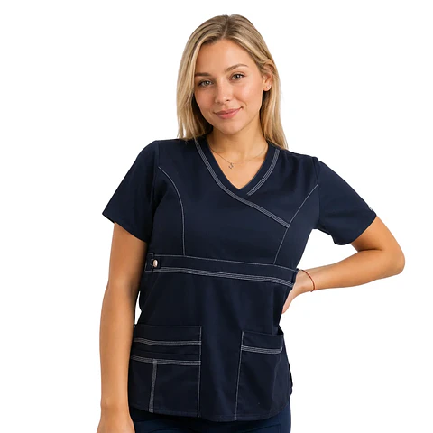 Blusa Cargo Azul Marino con hilo blanco
