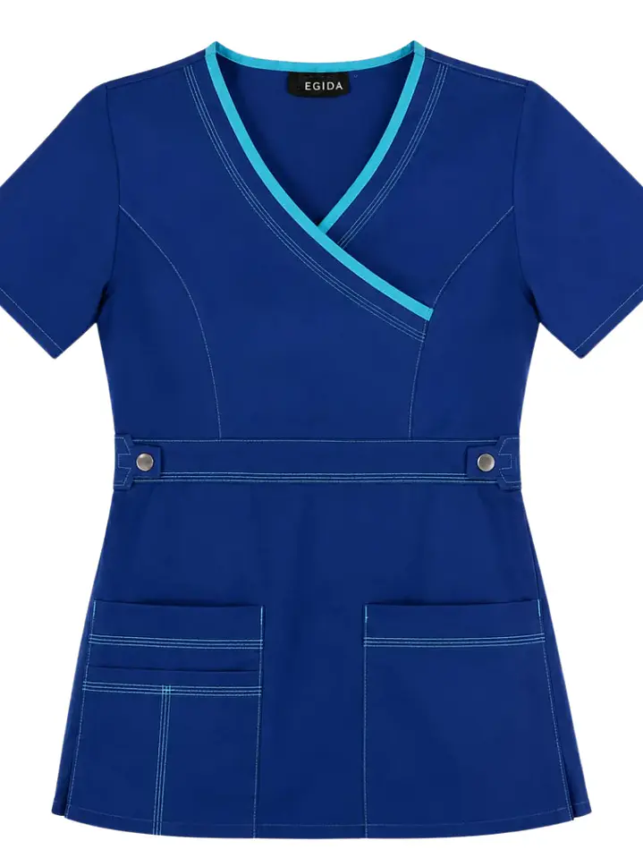 Blusa Clínica Modelo Cargo Azul Rey con Detalles Calipso  2