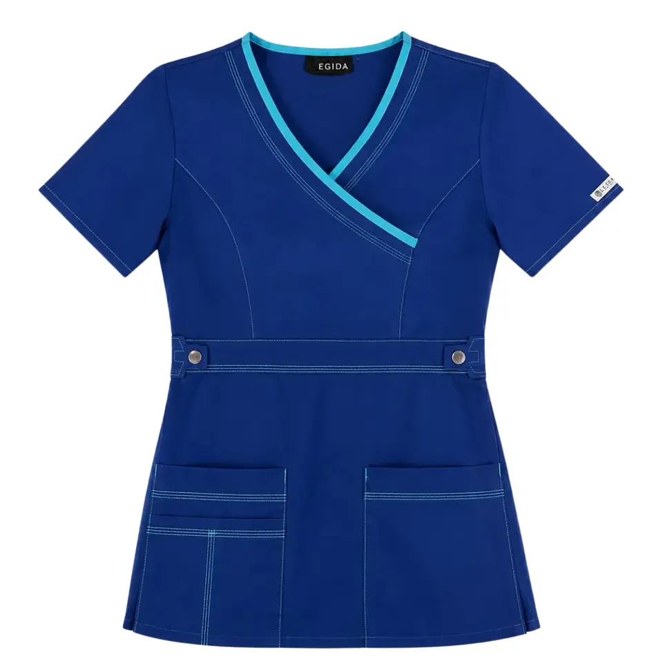 Blusa Clínica Modelo Cargo Azul Rey con Detalles Calipso  2