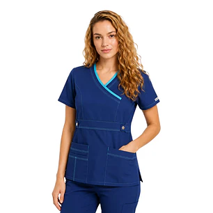 Blusa Clínica Modelo Cargo Azul Rey con Detalles Calipso 