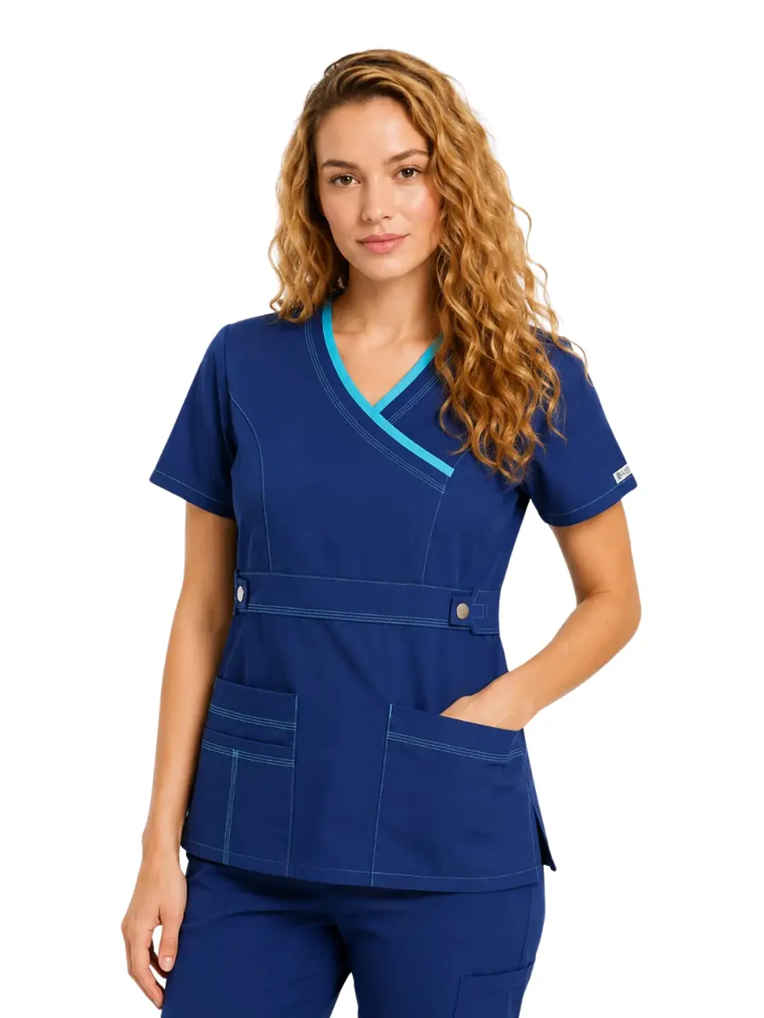 Blusa Clínica Modelo Cargo Azul Rey con Detalles Calipso  1