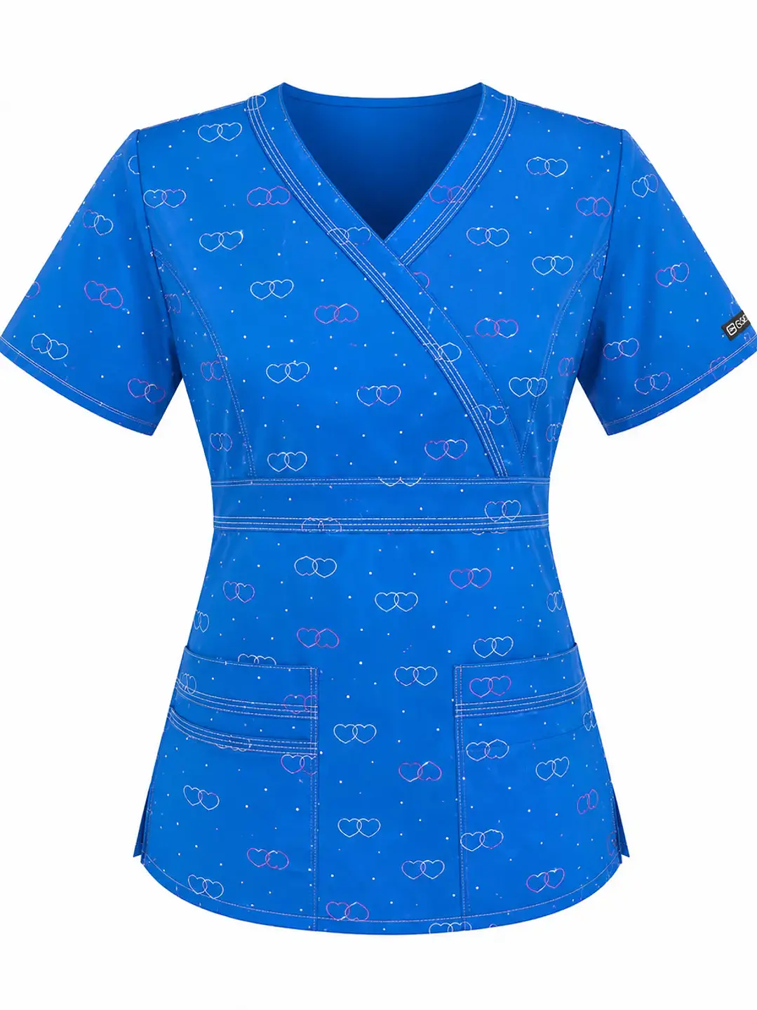 Blusa Clínica Azul Rey Estampada Corazones | Egida Uniformes 3