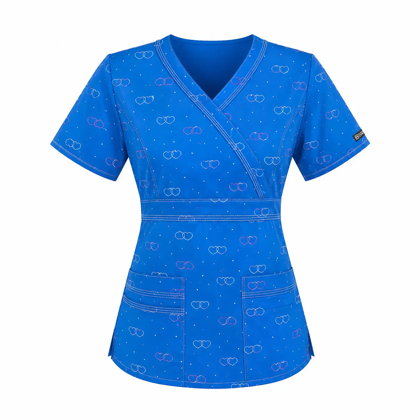 Blusa Clínica Azul Rey Estampada Corazones | Egida Uniformes 3