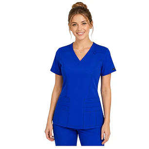 Blusa Elasticada Modelo Freya Azul Rey con hilos blancos/grises