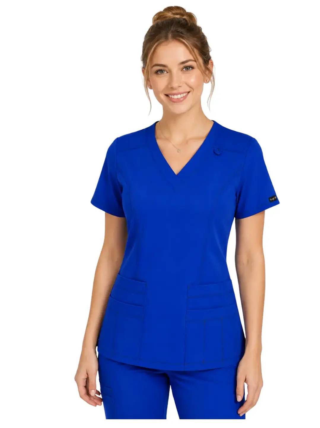 Blusa Elasticada Modelo Freya Azul Rey con hilos blancos/grises 1