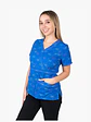 Blusa Clínica Azul Rey Estampada Corazones | Egida Uniformes - Miniatura 2