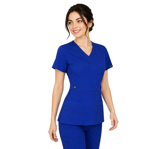Blusa Medica Azul Rey Modelo Cargo Poplin