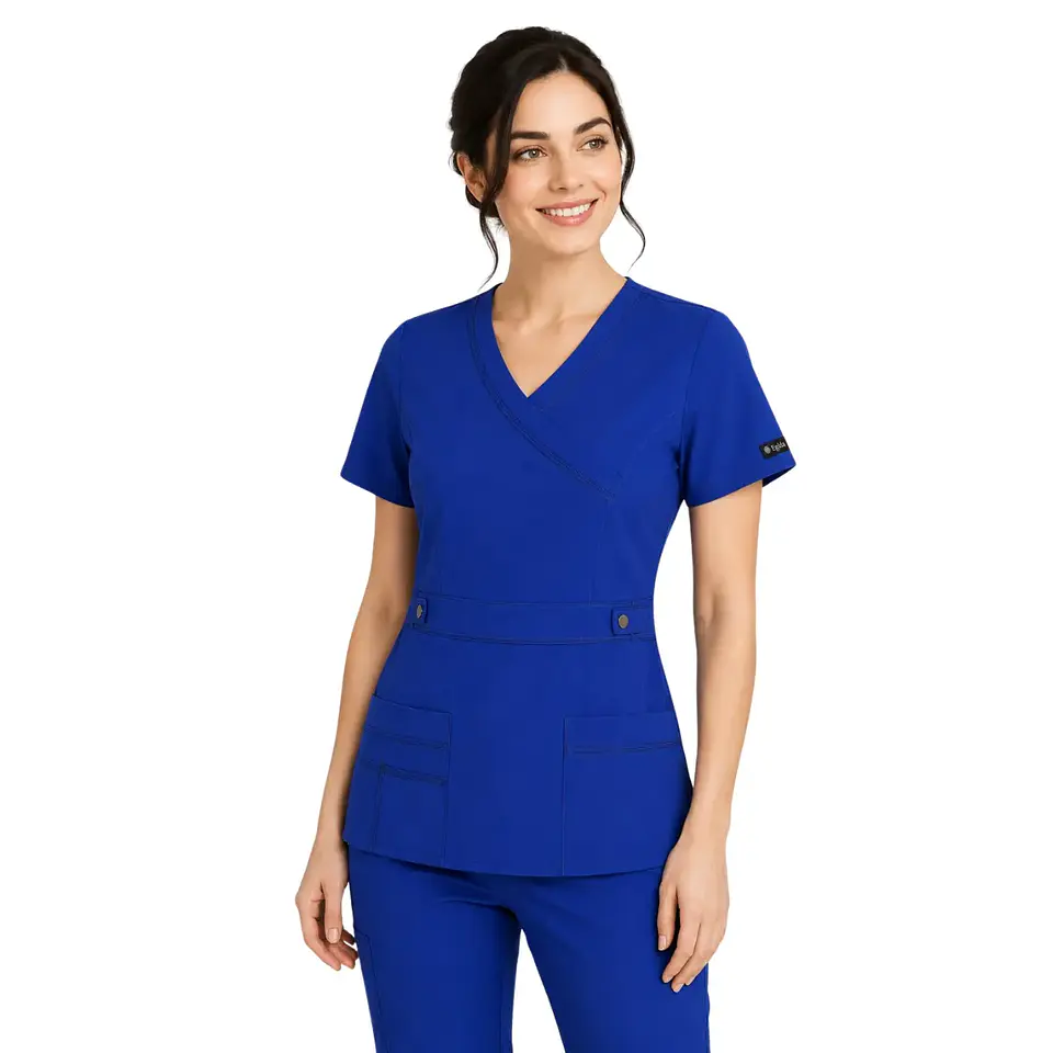 Blusa Medica Azul Rey Modelo Cargo Poplin 2