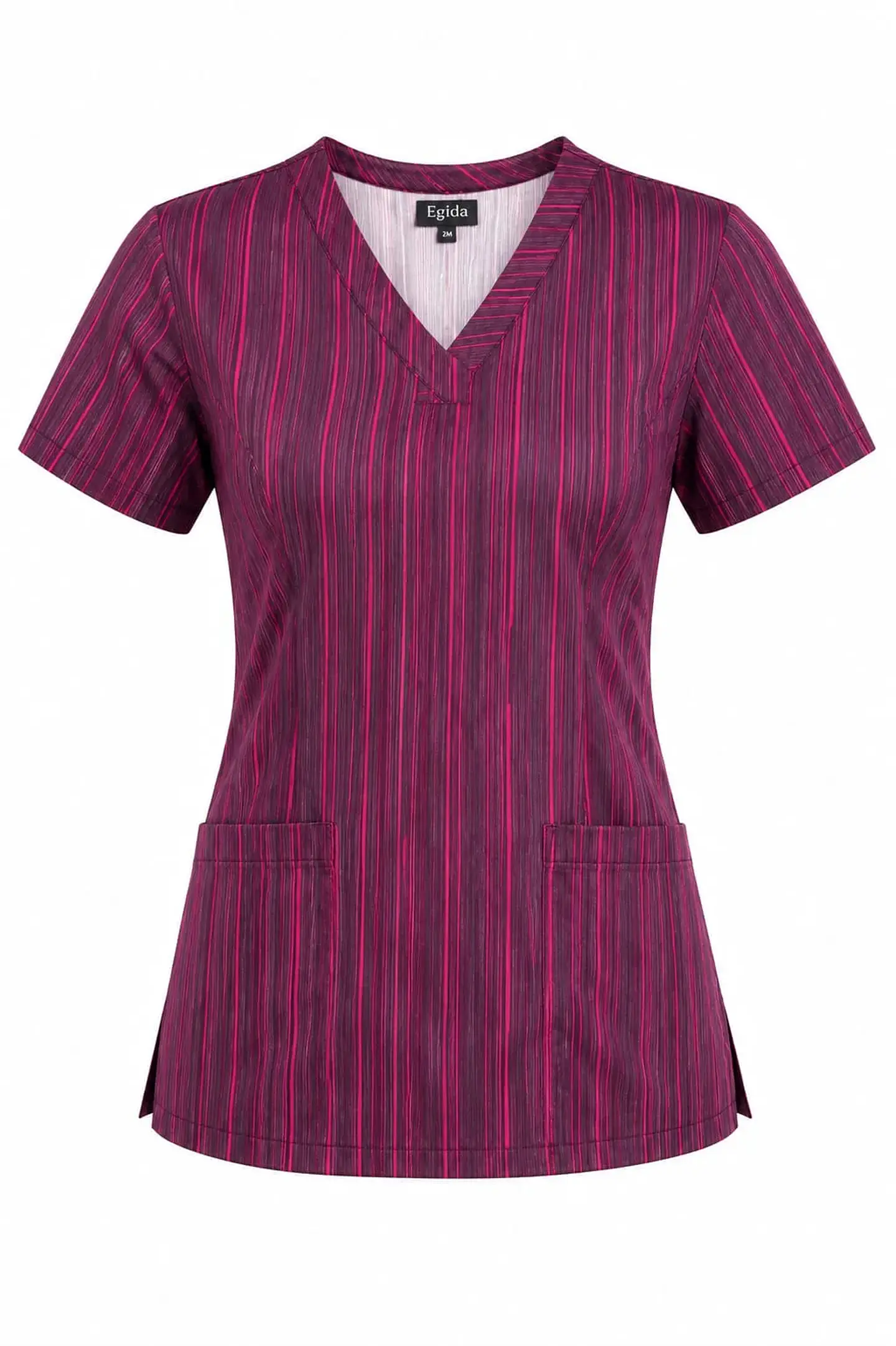 Blusa Clínica Estampada Burdeo Jaspeada con Tonos Rojos – Comodidad y Estilo para tu Jornada 3