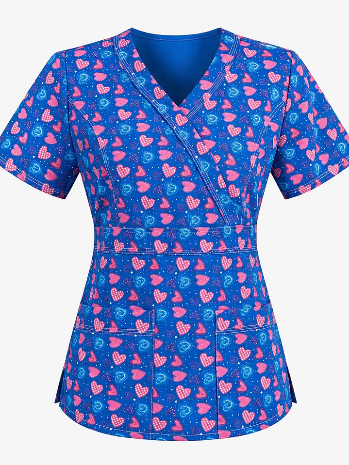 Blusa Clínica Estampada Corazones Multicolores | Égida Uniformes 3