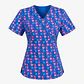 ​Conjunto Clínico Mujer - Blusa Estampada Corazones Azul Rey & Pantalón Cargo Negro - Miniatura 2