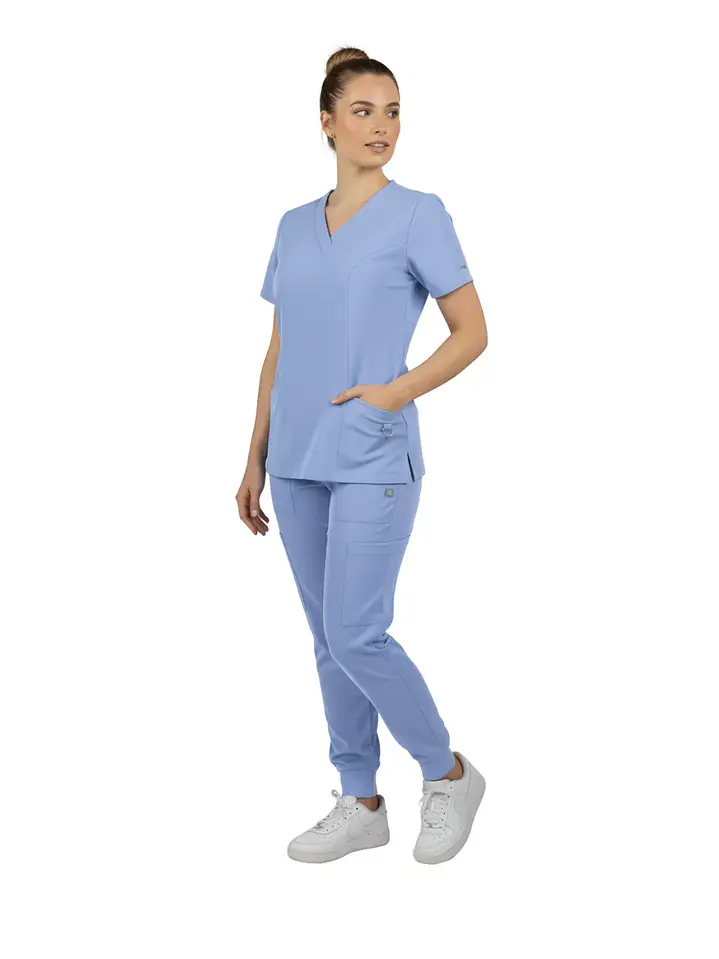 Conjunto Clínico Celeste Ceil Blue con Jogger Aesthetic | Égida 4