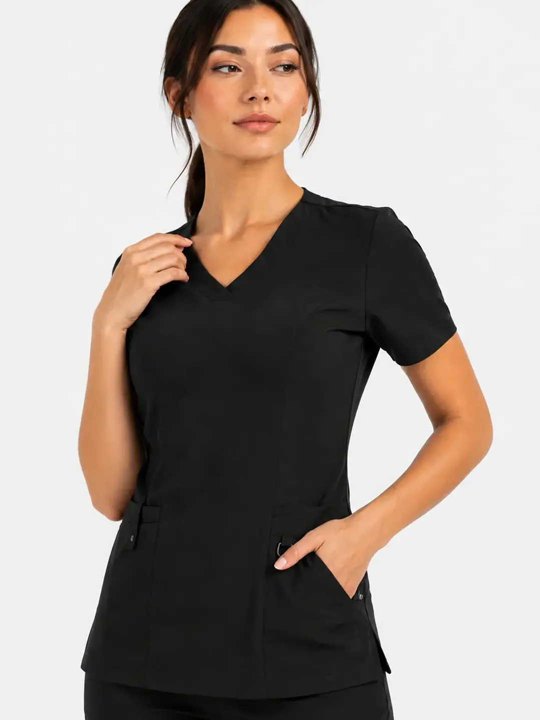 Conjunto Clinico Negro Blusa Hana + Pantalon Jogger  - Uniformes clínicos Égida Chile