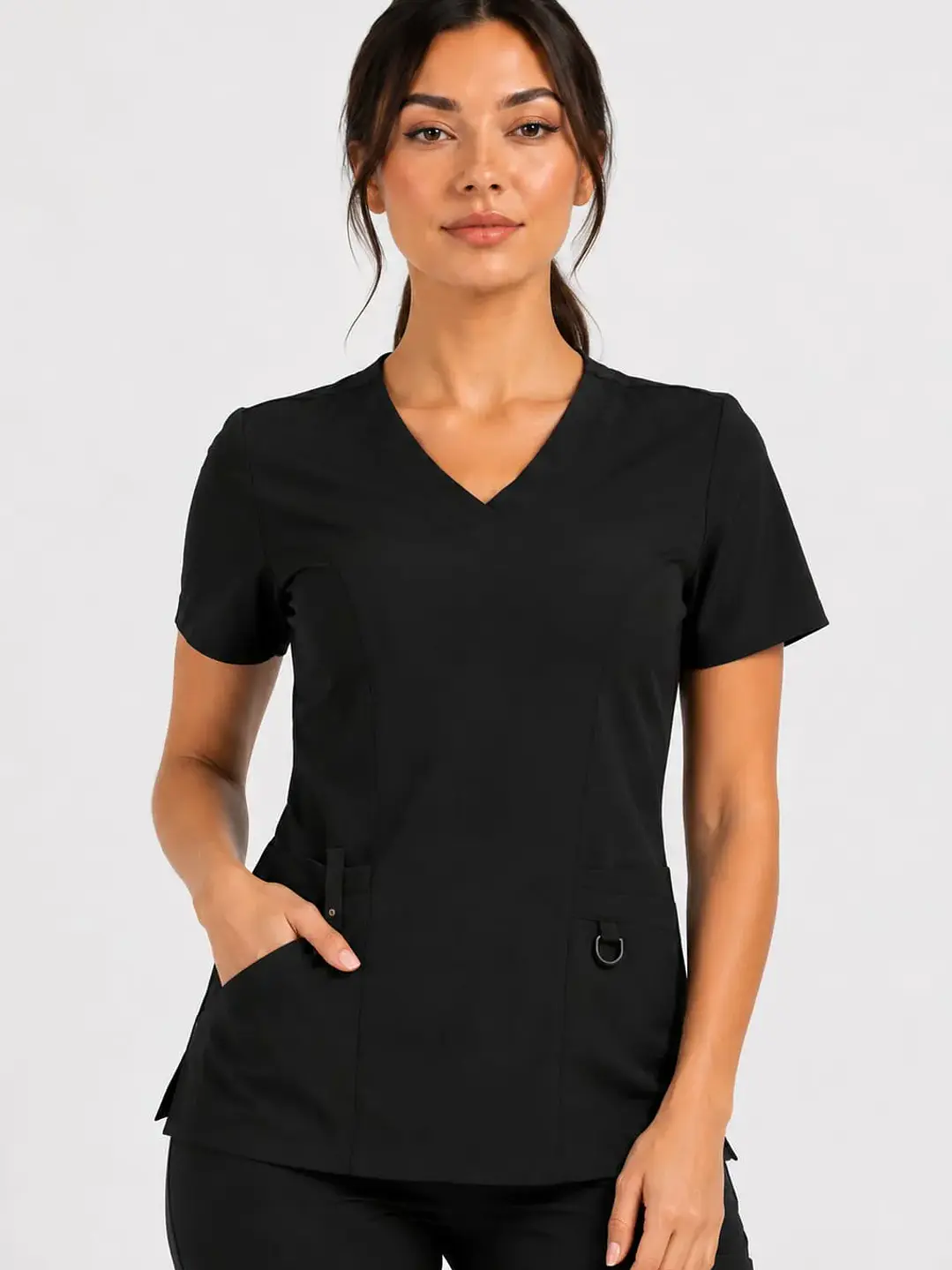 Conjunto Clinico Negro Blusa Hana + Pantalon Jogger  - Uniformes clínicos Égida Chile