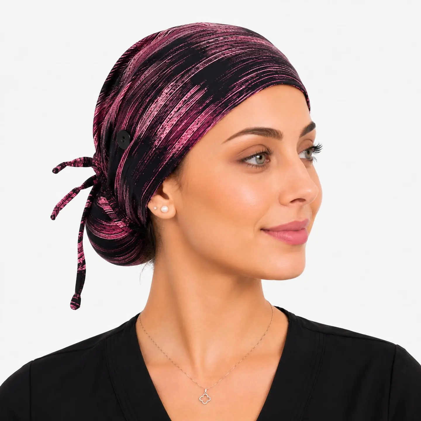 Gorro Quirúrgico Elástico con Botones para Mascarilla – Premium LLuvia Rosada 3
