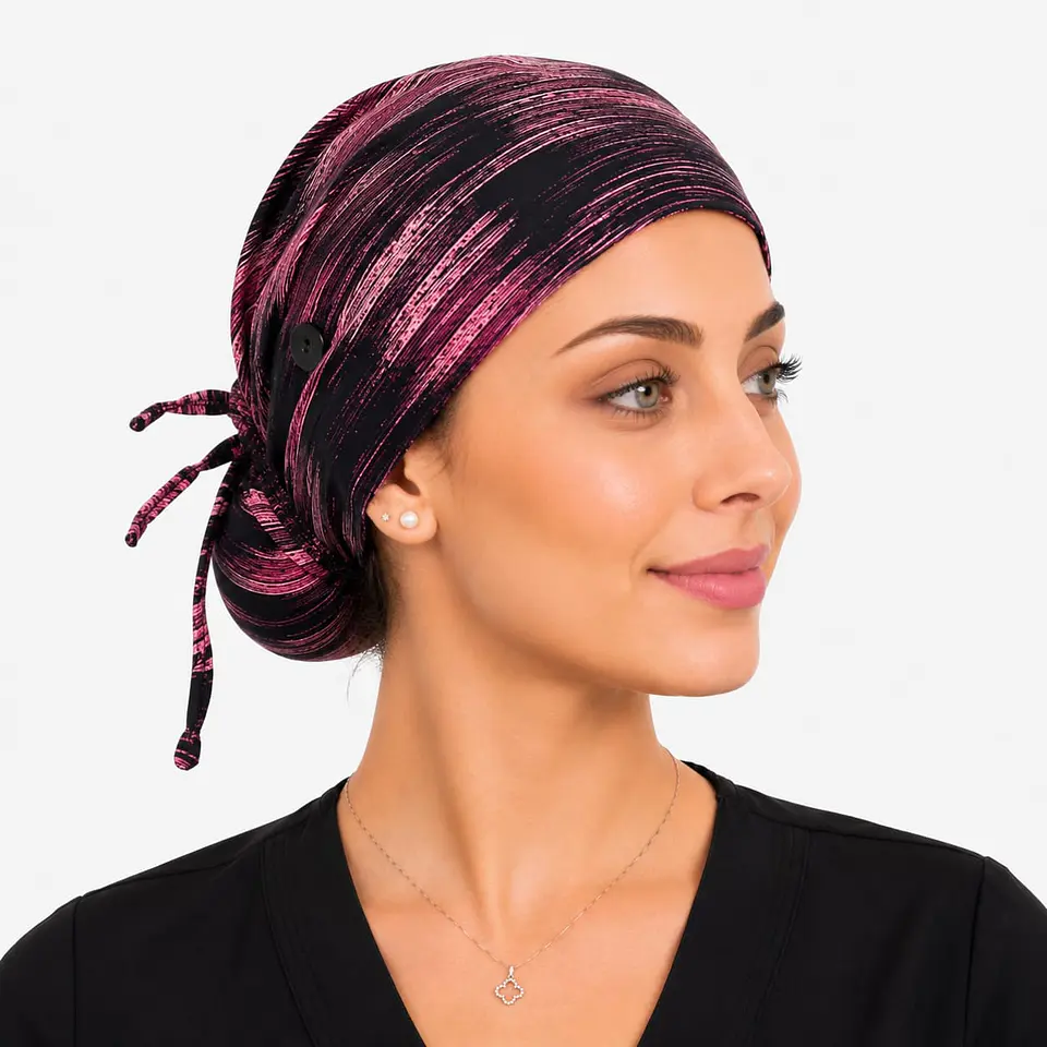 Gorro Quirúrgico Elástico con Botones para Mascarilla – Premium LLuvia Rosada 3