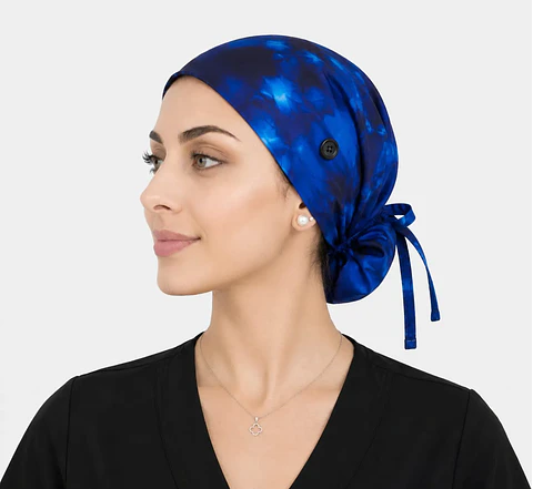 Gorro Clínico Quirúrgico Premium de Tela Elástica con Botones – Azul Rey