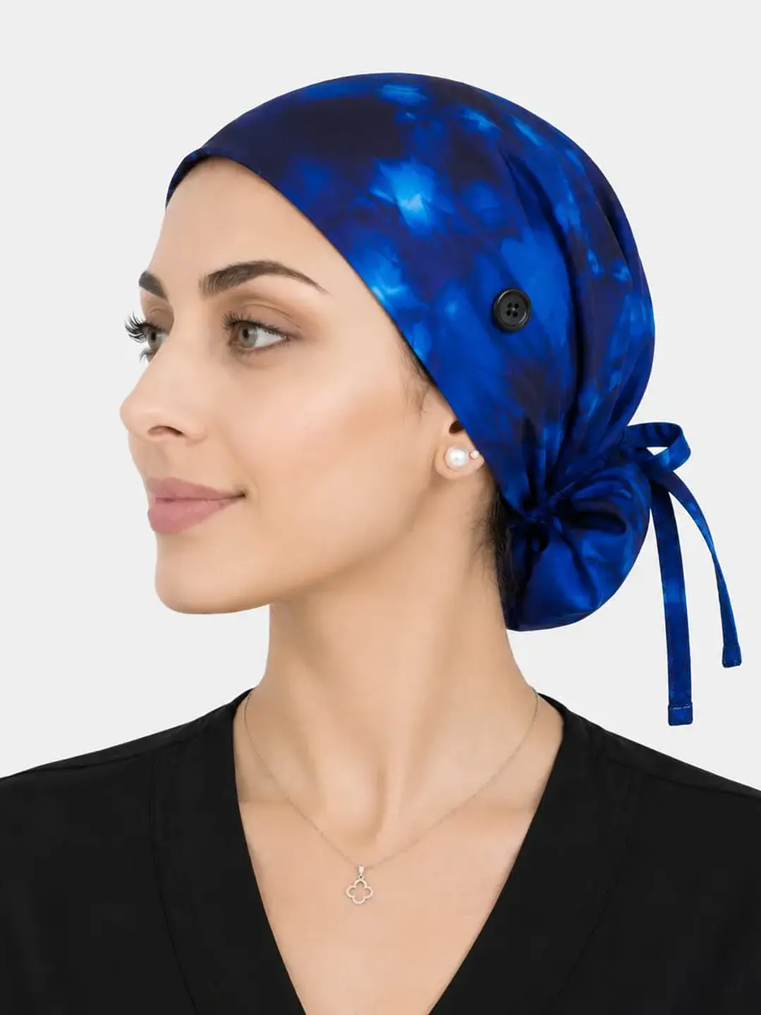 Gorro Clínico Quirúrgico Premium de Tela Elástica con Botones – Azul Rey - Uniformes clínicos Égida Chile