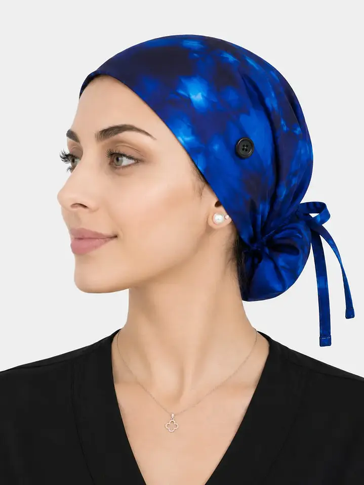 Gorro Clínico Quirúrgico Premium de Tela Elástica con Botones – Azul Rey 1