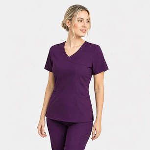 Blusa Clínica Mujer Morado con Corte Asimétrico | Modelo Aurora