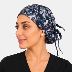 Gorro Médico Estampado Galaxia para Mujer con Botón