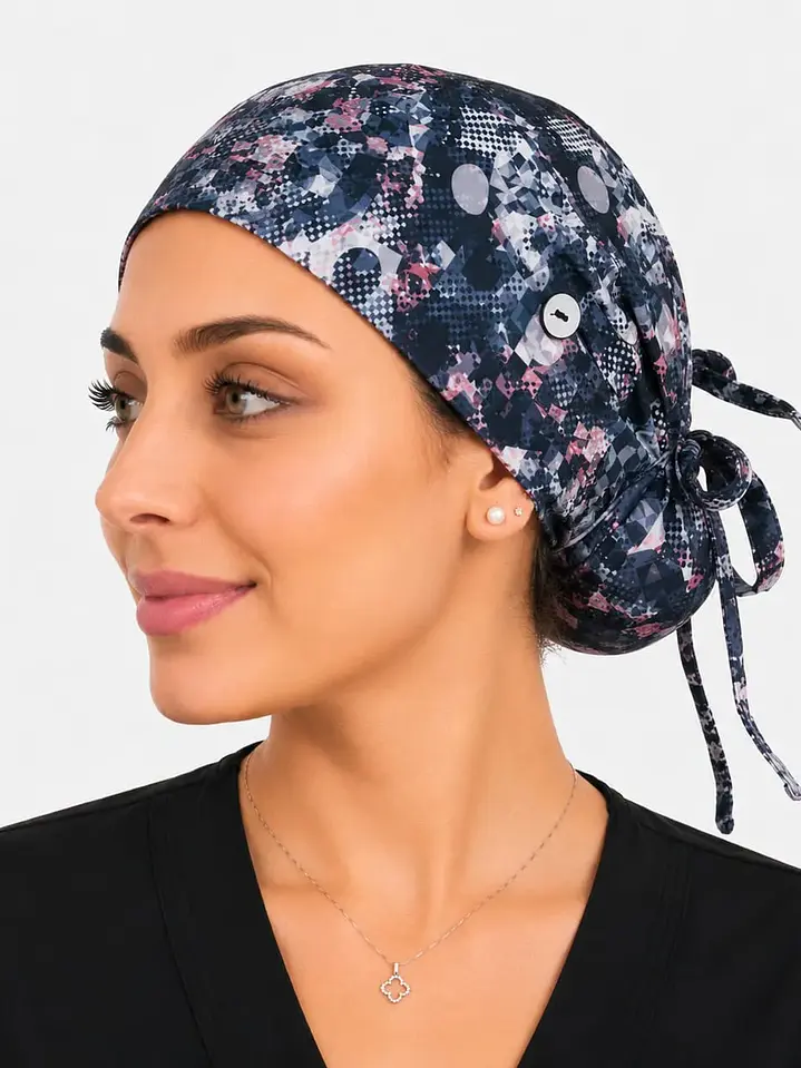 Gorro Médico Estampado Galaxia para Mujer con Botón 1