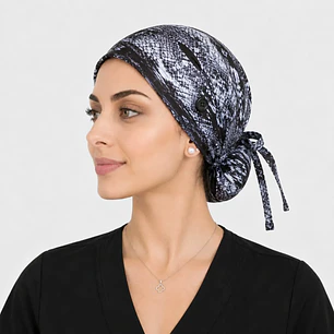 Gorro Médico Estampado Nebulusa Gris para Mujer con Botón