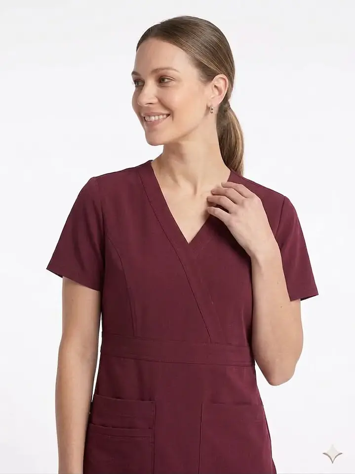 Blusa Modelo Venus Burdeo oscuro - Tela Elasticada Antifluido  2