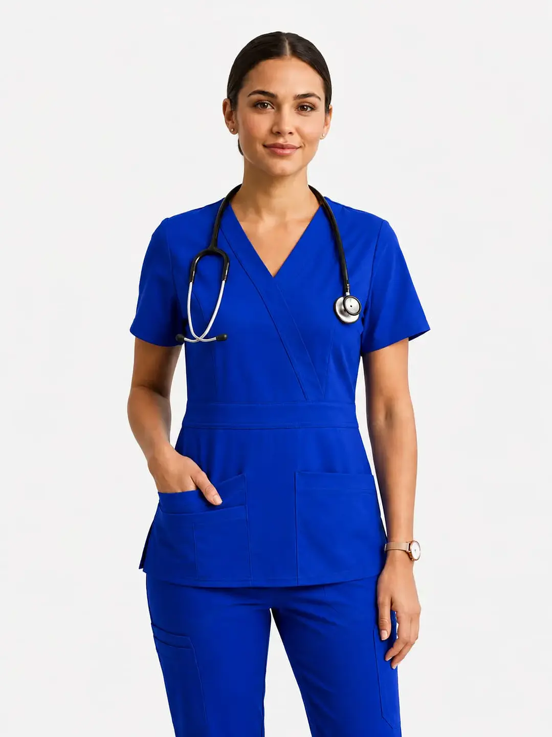 Blusa Clínica Azul Rey – Modelo Venus  - Uniformes clínicos Égida Chile