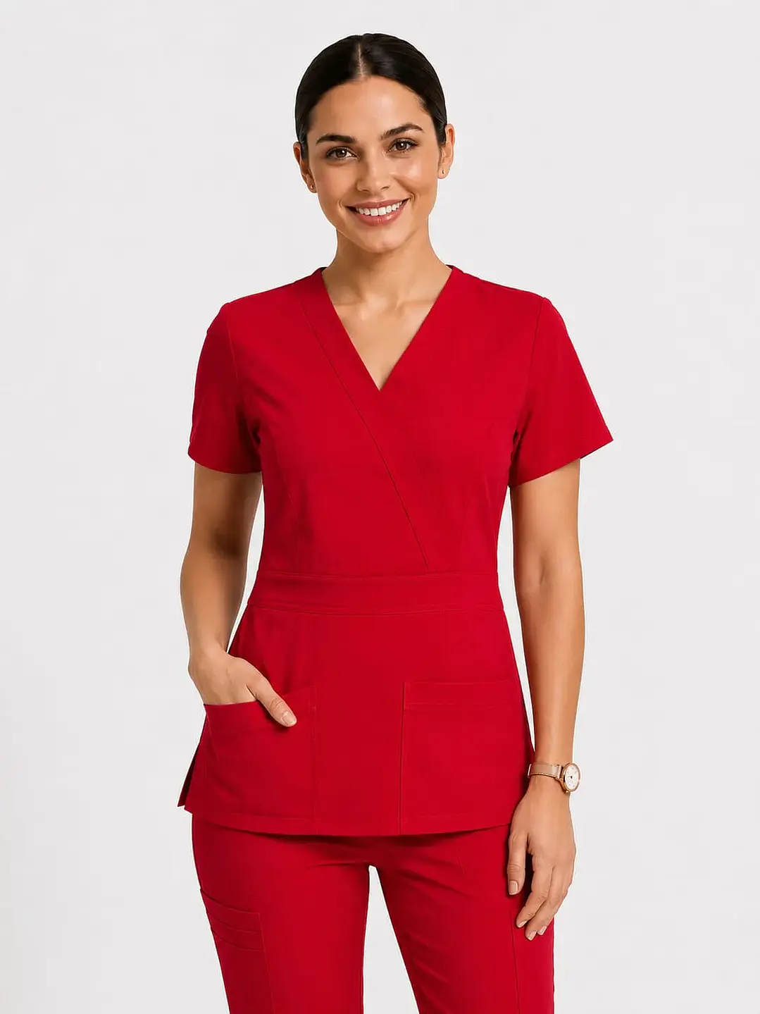 Blusa Clínica Rojo – Modelo Venus - Uniformes clínicos Égida Chile